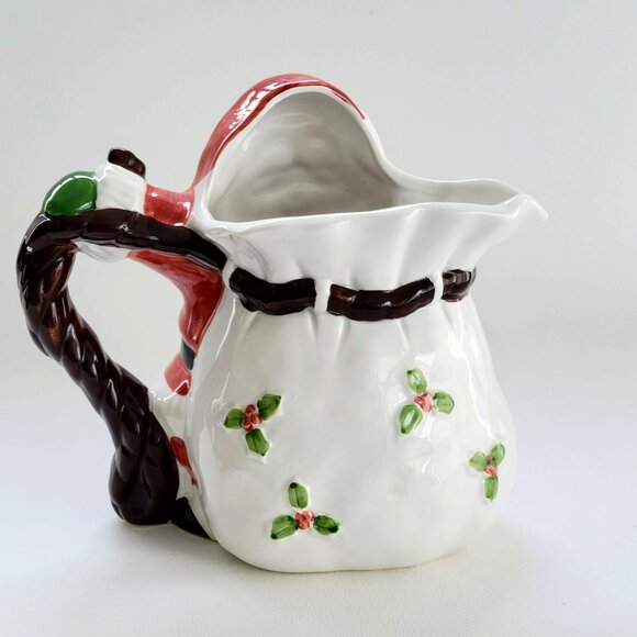 Vintage Ceramic Santa Clause Pitcher Jug, Festive Christmas Holiday Table Decor - Picture 3 of 10